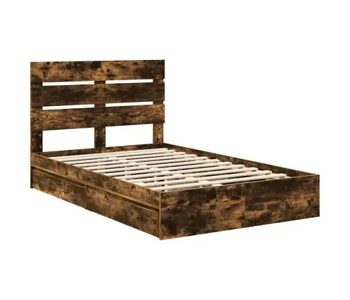 Glabāšanas Gulta Dūmaka Ozols 135 X 190 Cm Inženierijas Koks Vidaxl