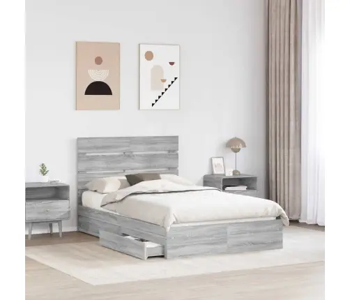 Saugos Lova Pilkas Sonoma 135 X 190 Cm Apdirbta Mediena