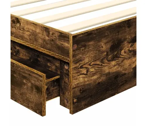 Glabāšanas Gulta Dūmaka Ozols 120 X 200 Cm Inženierijas Koks Vidaxl