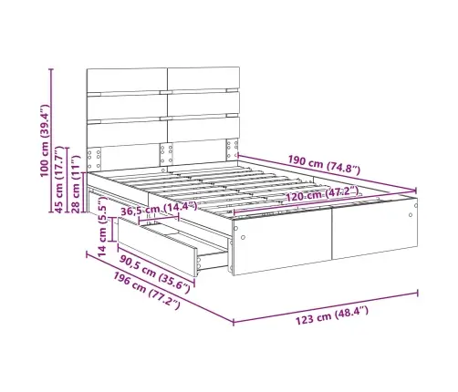 Saugos Lova Su Galvūgalio Balta 120 X 190 Cm Apdirbta Mediena