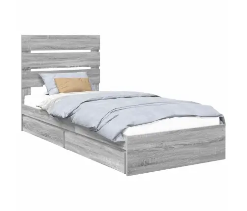 Glabāšanas Gulta Pelēks Sonoma 100 X 200 Cm Inženierijas Koks Vidaxl