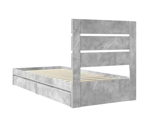 Glabāšanas Gulta Betona Pelēks 90 X 190 Cm Inženierijas Koks Vidaxl