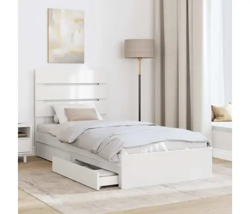 Glabāšanas Gulta Balts 75 X 190 Cm Inženierijas Koks Vidaxl