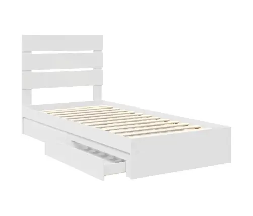 Glabāšanas Gulta Balts 75 X 190 Cm Inženierijas Koks Vidaxl