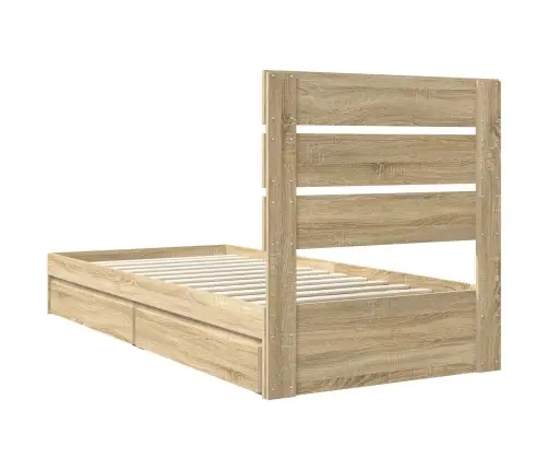 Laos Voodi Peaga Sahtliga Sonoma Tamm 75 X 190 Cm Tehispuit