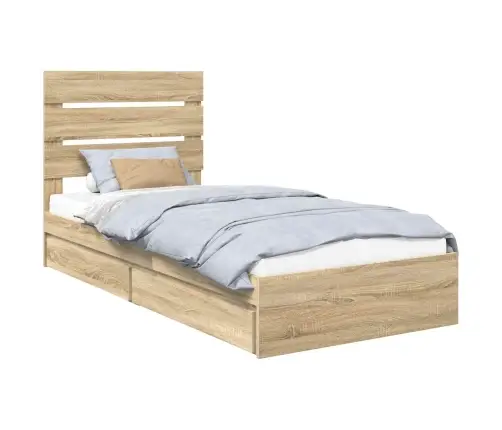 Laos Voodi Peaga Sahtliga Sonoma Tamm 75 X 190 Cm Tehispuit