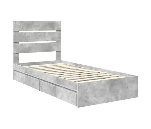 Glabāšanas Gulta Betona Pelēks 75 X 190 Cm Inženierijas Koks Vidaxl