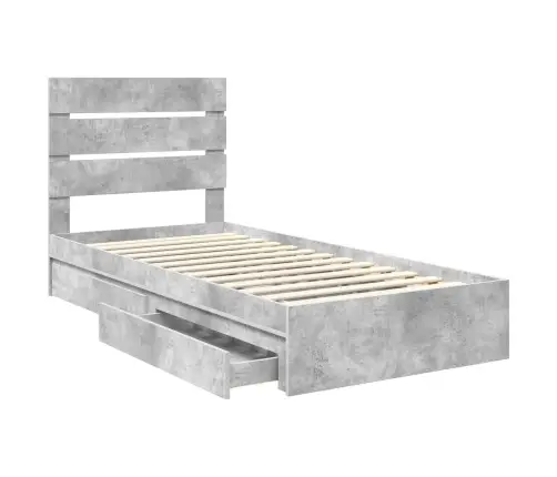 Glabāšanas Gulta Betona Pelēks 75 X 190 Cm Inženierijas Koks Vidaxl