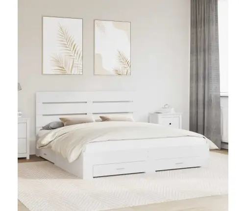 Gultas Rāmis Ar Atvilktni Balts 200 X 200 Cm Inženierijas Koks Vidaxl