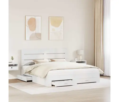 Gultas Rāmis Ar Atvilktni Balts 200 X 200 Cm Inženierijas Koks Vidaxl