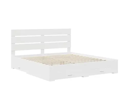 Gultas Rāmis Ar Atvilktni Balts 200 X 200 Cm Inženierijas Koks Vidaxl
