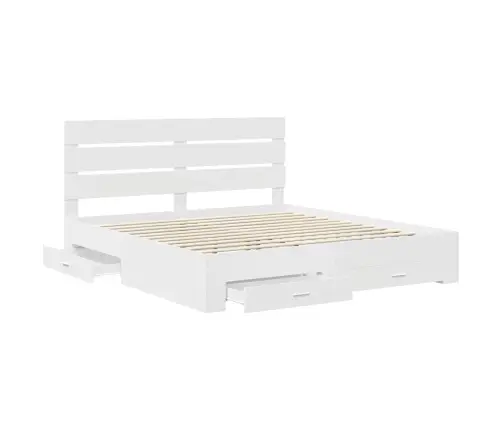 Gultas Rāmis Ar Atvilktni Balts 200 X 200 Cm Inženierijas Koks Vidaxl