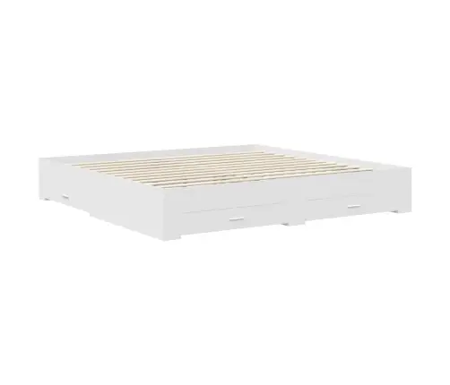Gultas Rāmis Ar Atvilktni Balts 200 X 200 Cm Inženierijas Koks Vidaxl