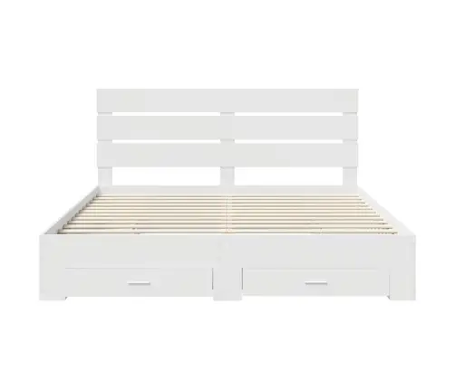 Gultas Rāmis Ar Atvilktni Balts 200 X 200 Cm Inženierijas Koks Vidaxl