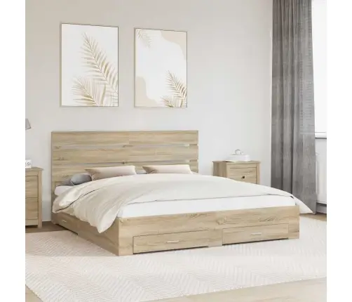 Lovos Rėmas Sonoma Ąžuolas 200 X 200 Cm Apdirbta Mediena