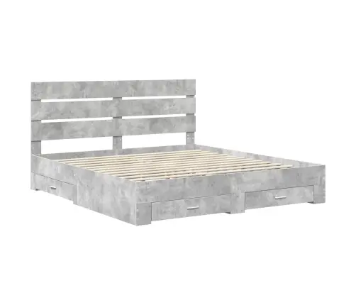 Gultas Rāmis Betona Pelēks 200 X 200 Cm Inženierijas Koks Vidaxl