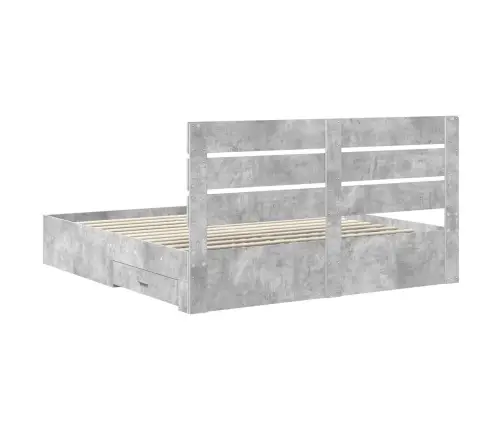 Gultas Rāmis Betona Pelēks 200 X 200 Cm Inženierijas Koks Vidaxl