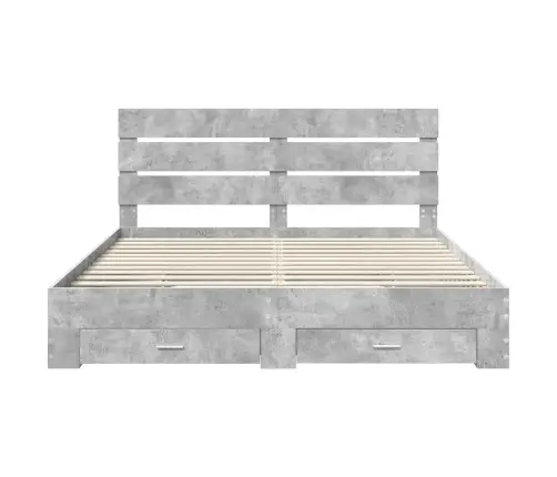 Gultas Rāmis Betona Pelēks 200 X 200 Cm Inženierijas Koks Vidaxl