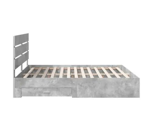 Gultas Rāmis Betona Pelēks 200 X 200 Cm Inženierijas Koks Vidaxl