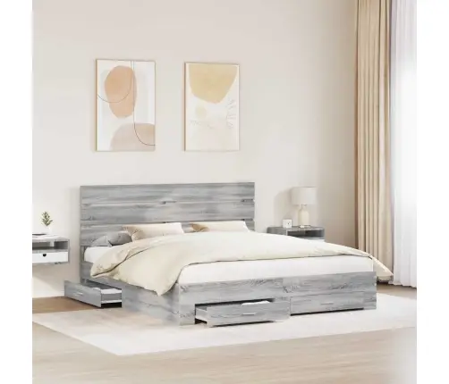 Lovos Rėmas Pilkas Sonoma 200 X 200 Cm Apdirbta Mediena