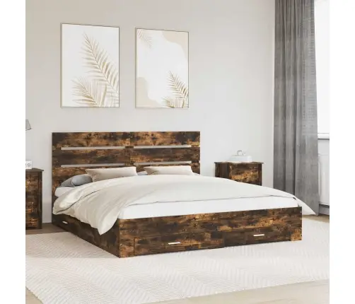 Voodi Raam Sahtliga Suitsetatud Tamm 180 X 200 Cm Tehispuit