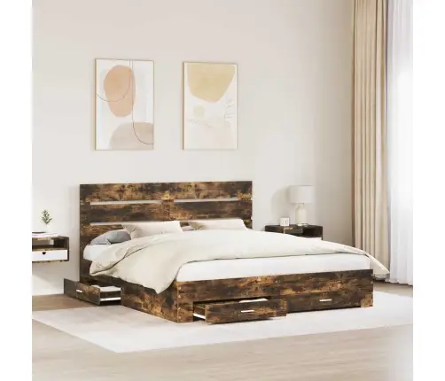 Voodi Raam Sahtliga Suitsetatud Tamm 180 X 200 Cm Tehispuit