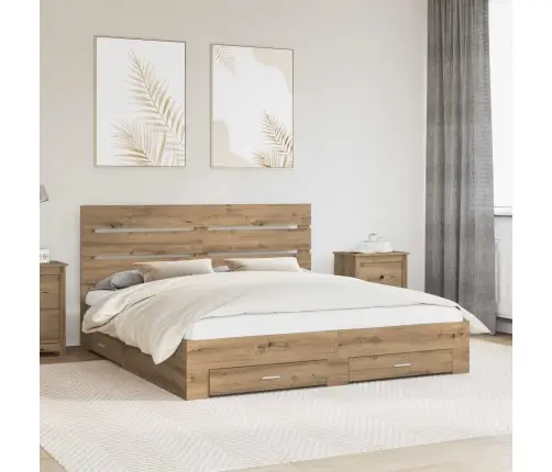 Gultas Rāmis Artisānā Ozols 180 X 200 Cm Inženierijas Koks Vidaxl