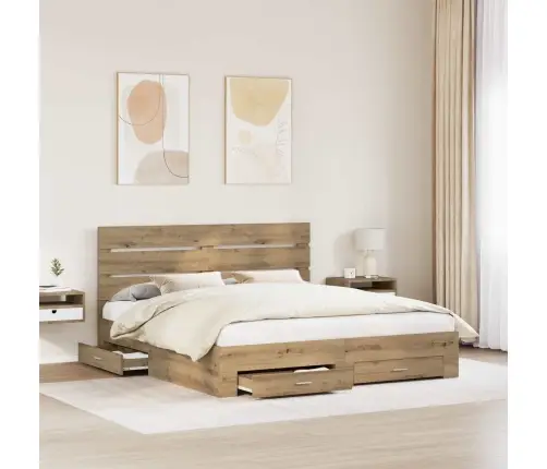 Gultas Rāmis Artisānā Ozols 180 X 200 Cm Inženierijas Koks Vidaxl