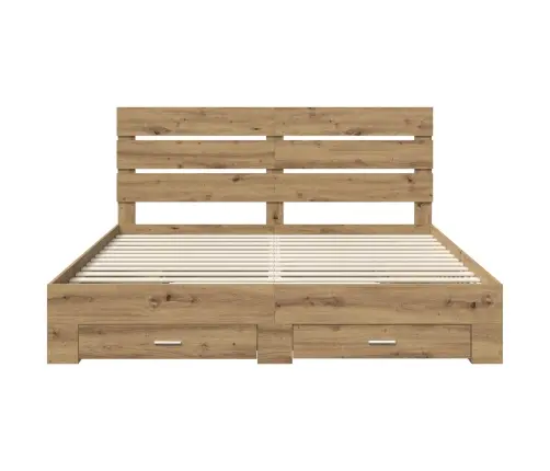 Gultas Rāmis Artisānā Ozols 180 X 200 Cm Inženierijas Koks Vidaxl