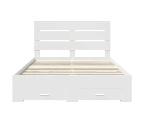 Gultas Rāmis Ar Atvilktni Balts 150 X 200 Cm Inženierijas Koks Vidaxl
