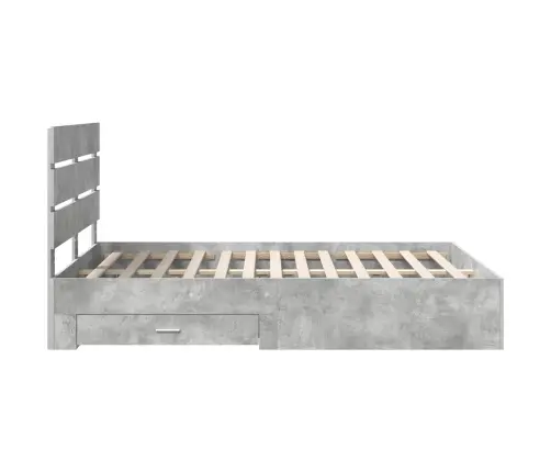 Gultas Rāmis Betona Pelēks 150 X 200 Cm Inženierijas Koks Vidaxl
