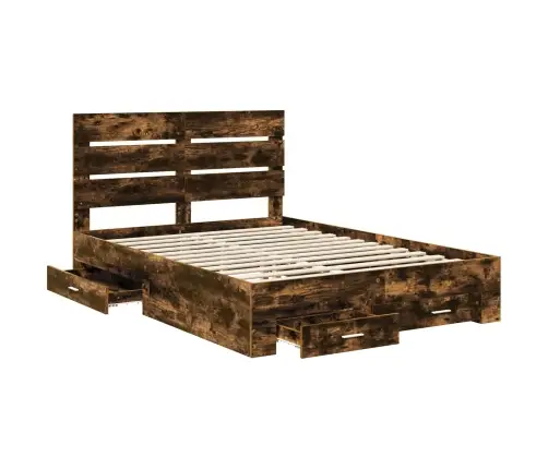 Voodi Raam Sahtliga Suitsetatud Tamm 150 X 200 Cm Tehispuit