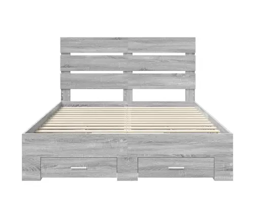 Gultas Rāmis Pelēks Sonoma 150 X 200 Cm Inženierijas Koks Vidaxl
