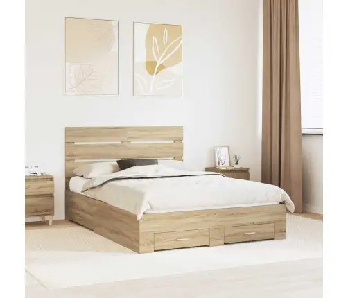 Voodi Raam Sahtliga Peaga Sonoma Tamm 140 X 200 Cm Tehispuit