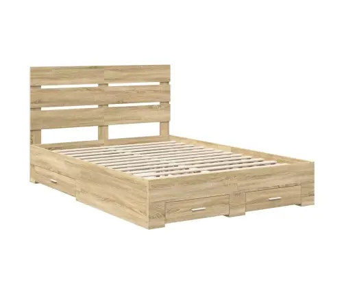 Voodi Raam Sahtliga Peaga Sonoma Tamm 140 X 200 Cm Tehispuit