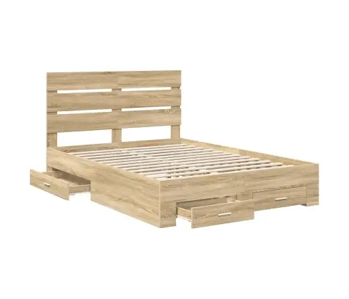 Voodi Raam Sahtliga Peaga Sonoma Tamm 140 X 200 Cm Tehispuit