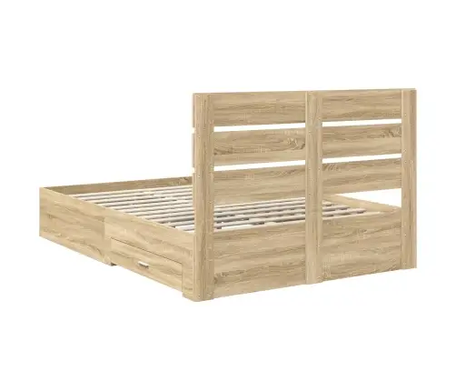 Voodi Raam Sahtliga Peaga Sonoma Tamm 140 X 200 Cm Tehispuit