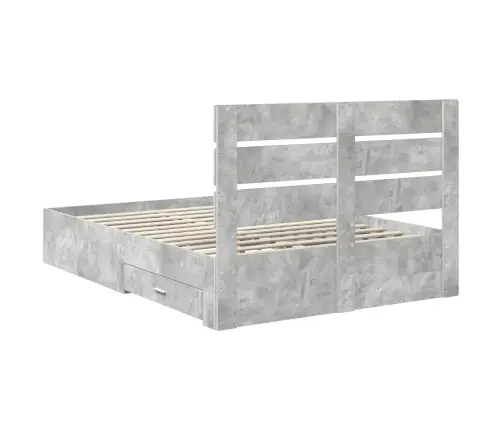 Gultas Rāmis Betona Pelēks 140 X 200 Cm Inženierijas Koks Vidaxl