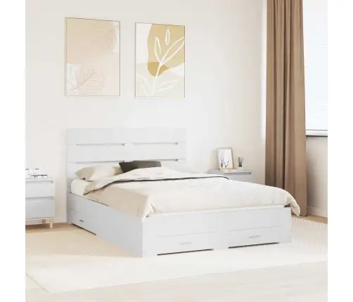 Gultas Rāmis Ar Atvilktni Balts 140 X 190 Cm Inženierijas Koks Vidaxl