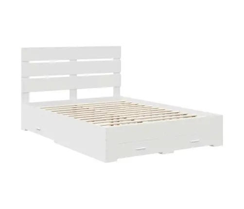 Gultas Rāmis Ar Atvilktni Balts 140 X 190 Cm Inženierijas Koks Vidaxl