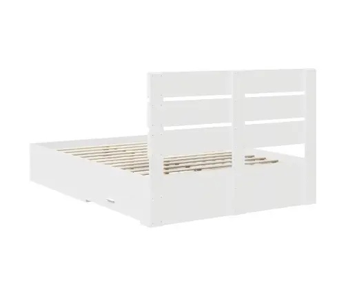 Gultas Rāmis Ar Atvilktni Balts 140 X 190 Cm Inženierijas Koks Vidaxl