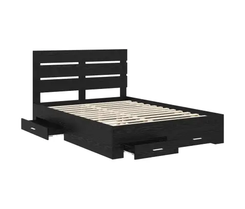 Voodi Raam Sahtliga Peaga Must Tamm 140 X 190 Cm Tehispuit