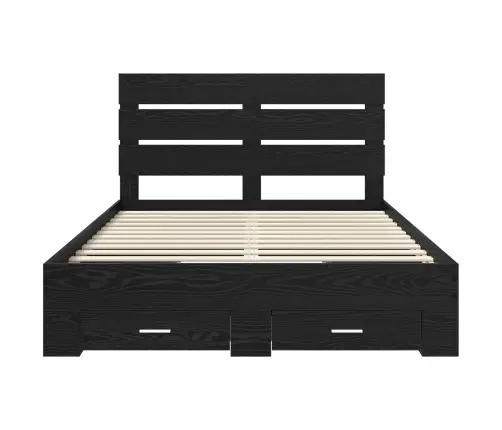 Voodi Raam Sahtliga Peaga Must Tamm 140 X 190 Cm Tehispuit