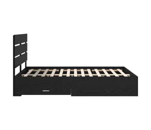 Voodi Raam Sahtliga Peaga Must Tamm 140 X 190 Cm Tehispuit