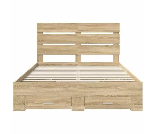 Voodi Raam Sahtliga Peaga Sonoma Tamm 140 X 190 Cm Tehispuit