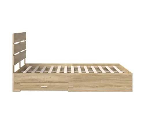 Voodi Raam Sahtliga Peaga Sonoma Tamm 140 X 190 Cm Tehispuit