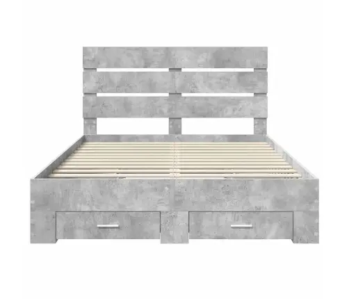 Gultas Rāmis Betona Pelēks 140 X 190 Cm Inženierijas Koks Vidaxl