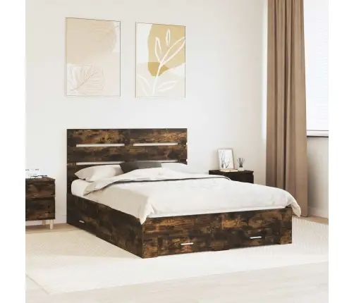 Gultas Rāmis Dūmaka Ozols 140 X 190 Cm Inženierijas Koks Vidaxl