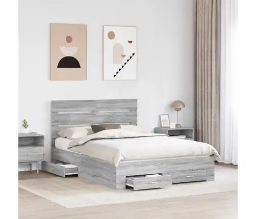 Lovos Rėmas Pilkas Sonoma 140 X 190 Cm Apdirbta Mediena