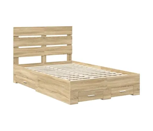 Gultas Rāmis Sonoma Ozols 135 X 190 Cm Inženierijas Koks Vidaxl